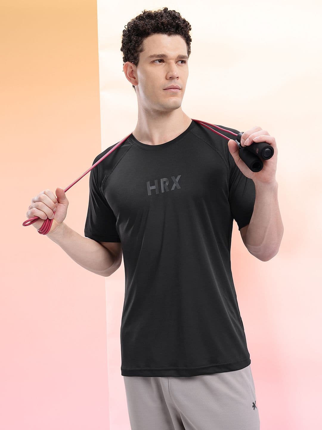 HRX by Hrithik Roshan Brand Logo Printed Raglan Sleeves Training T-shirt - view 1
