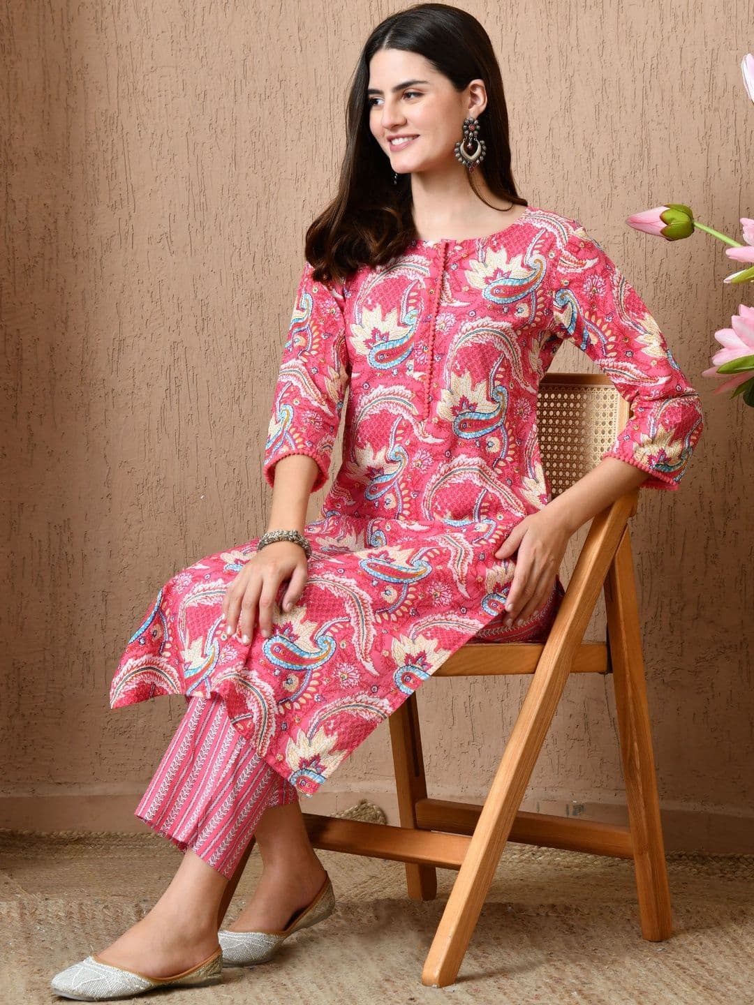 Anouk Rustic Women Floral Printed Regular Pure Cotton Kurta with Palazzos - view 1