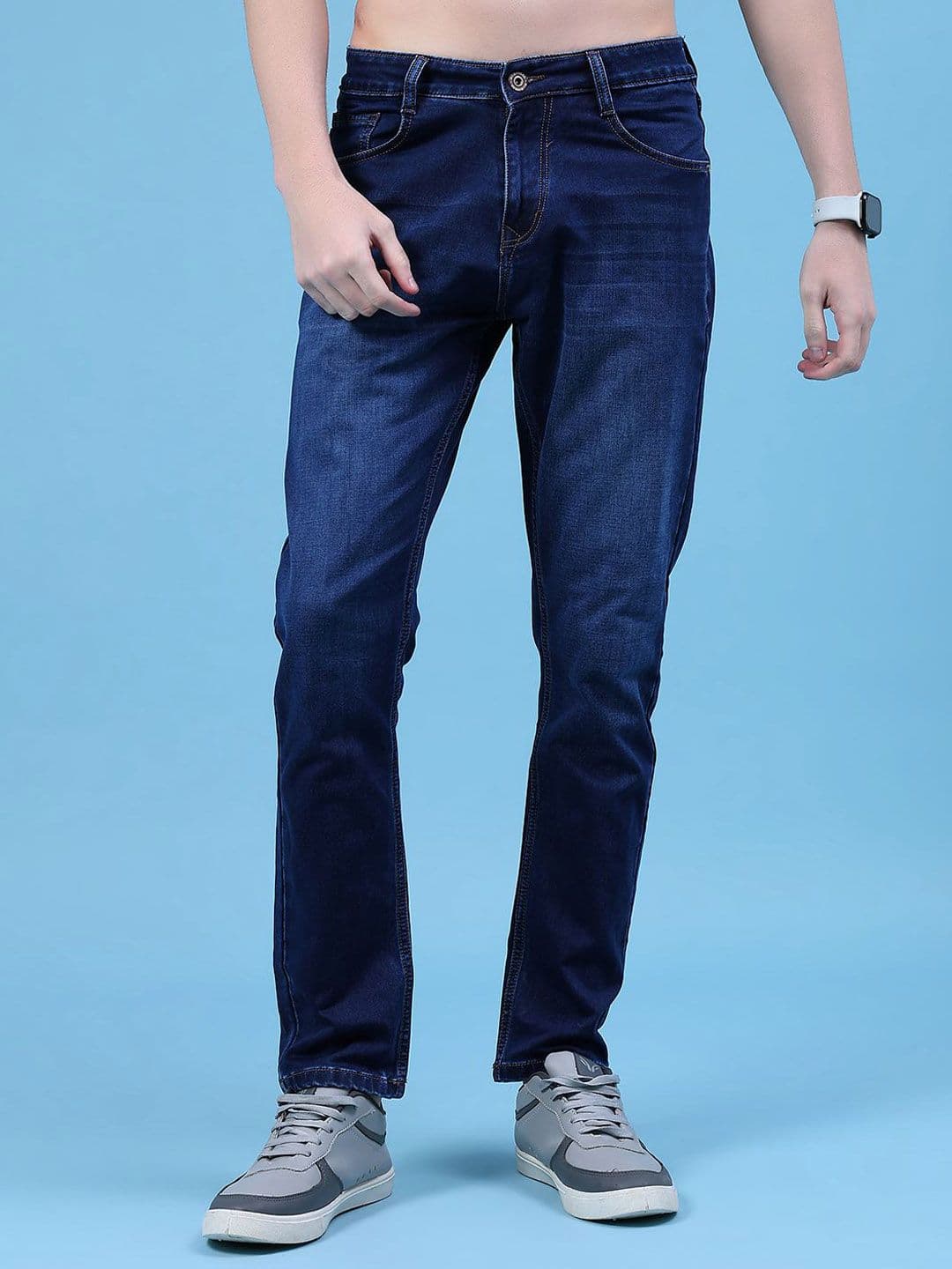 V-Mart Men Regular Fit Low-Rise Light Fade Stretchable Denim Jeans - view 1