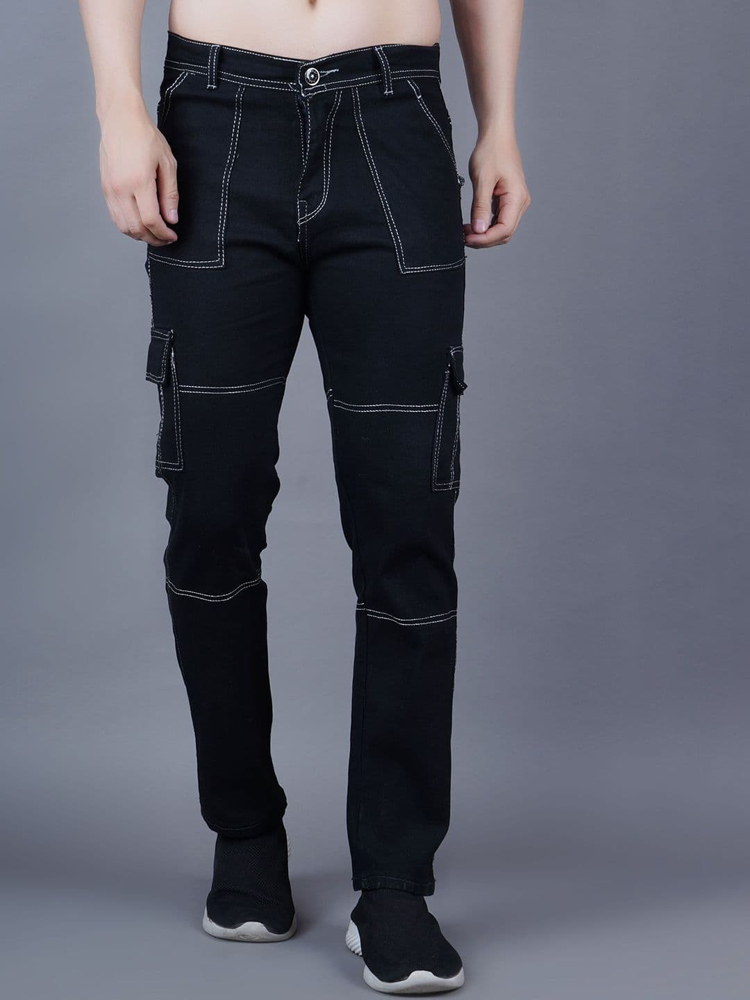 MaverIQ Men Classic Regular Fit Mid-Rise Stretchable Cargo Styles Jeans - view 1