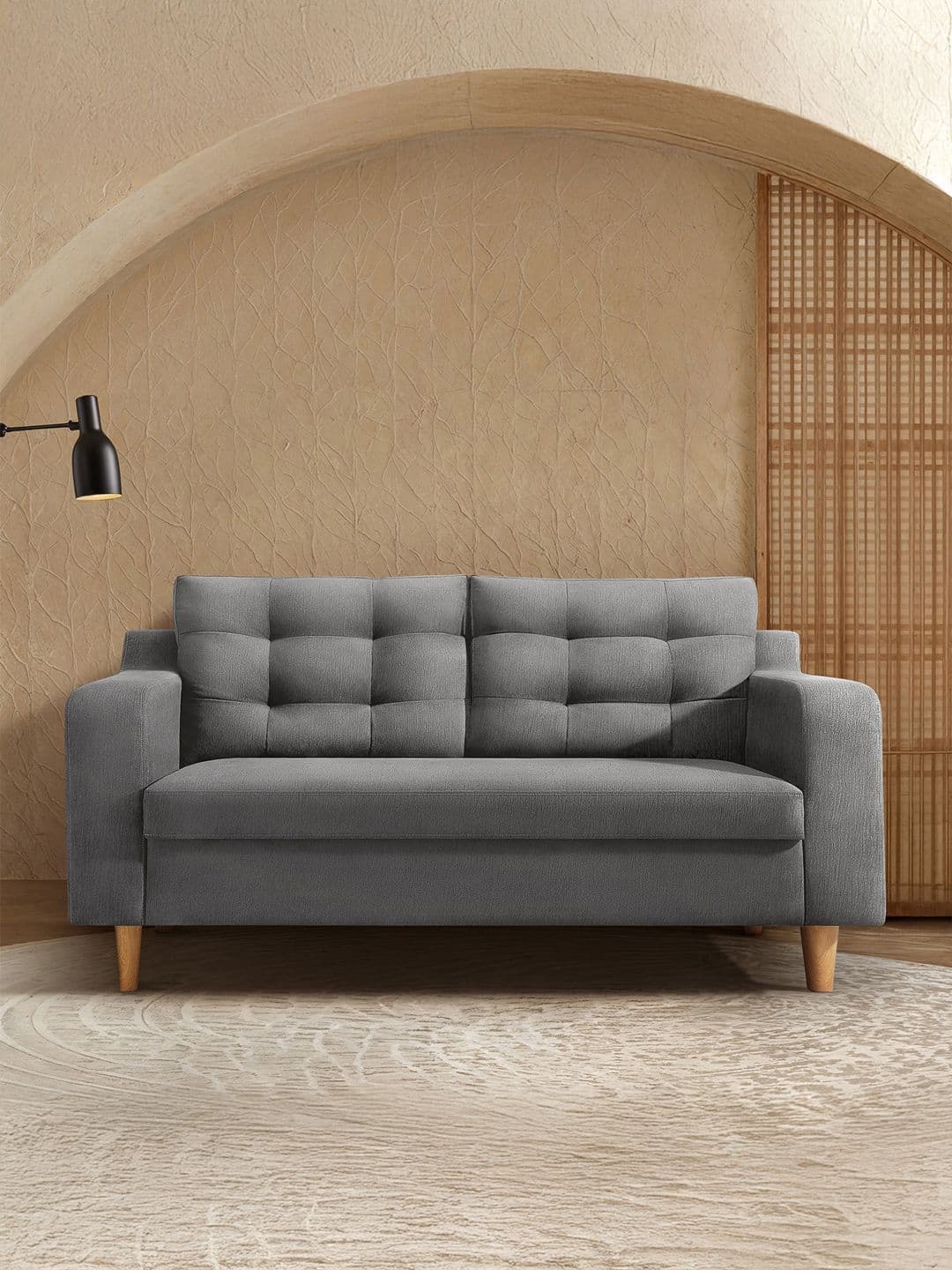 Duroflex Ease Plus Grey 2 Seater Sofa Wooden Frame - view 1