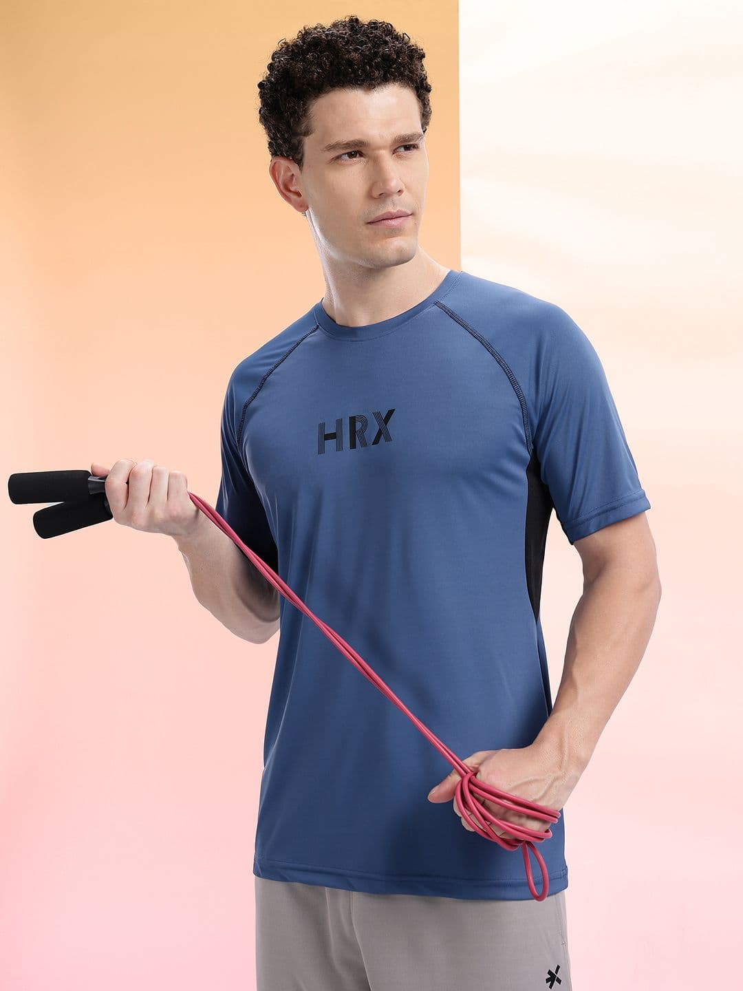 HRX by Hrithik Roshan Brand Logo Printed Raglan Sleeves Training T-shirt - view 1