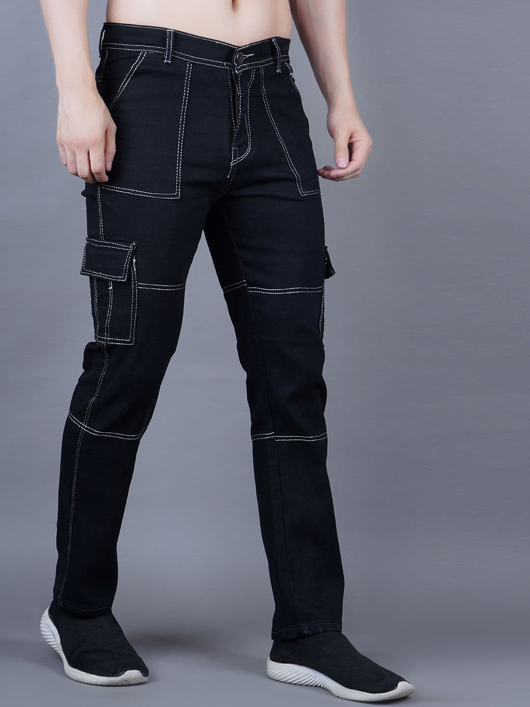 MaverIQ Men Classic Regular Fit Mid-Rise Stretchable Cargo Styles Jeans - view 1
