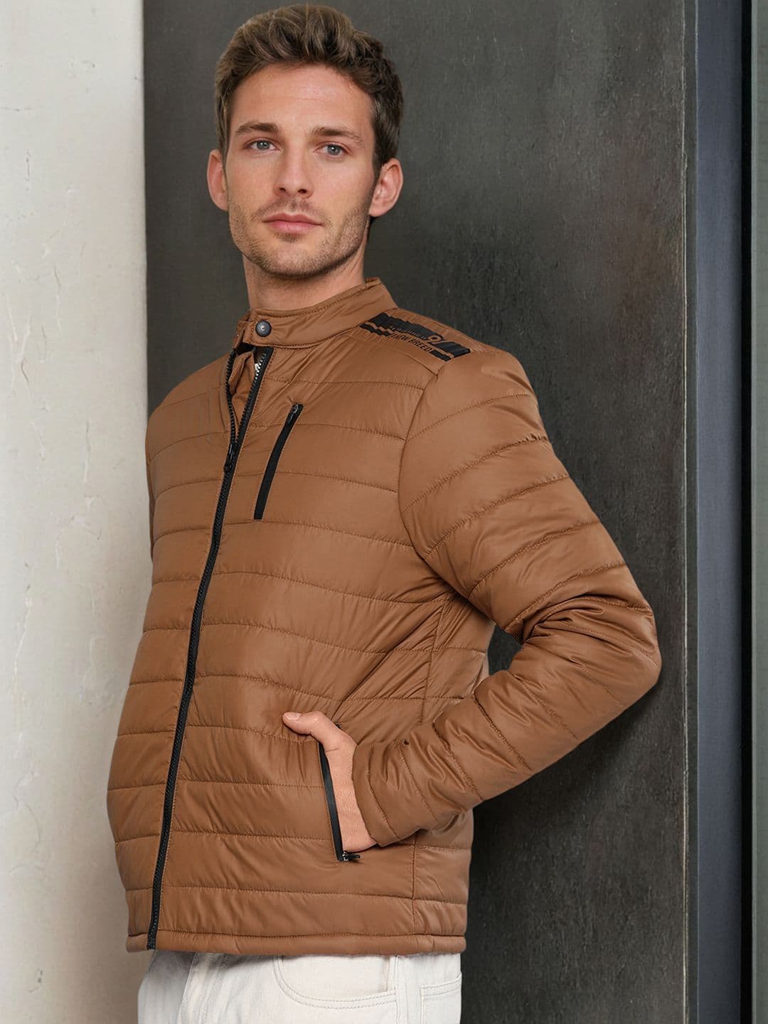 The Indian Garage Co Men Zip-Front Puffer Jacket with Zipper Pockets - view 1