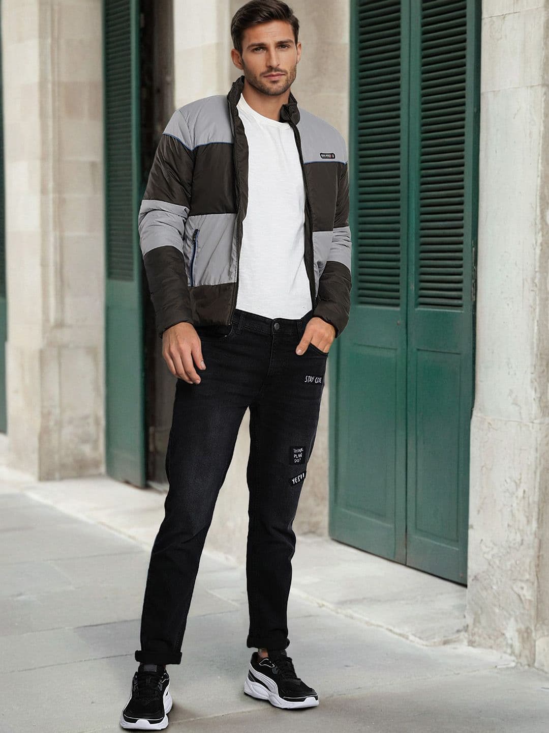 The Indian Garage Co Men Colourblock Slim Fit Bomber Jacket - view 1