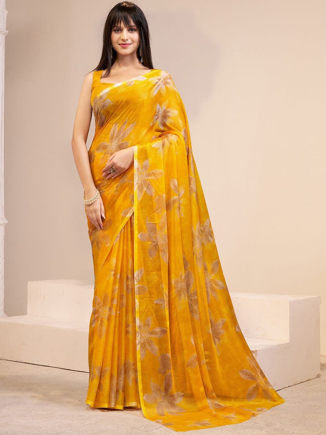 Garden Vareli Floral Printed Zari Saree - view 1