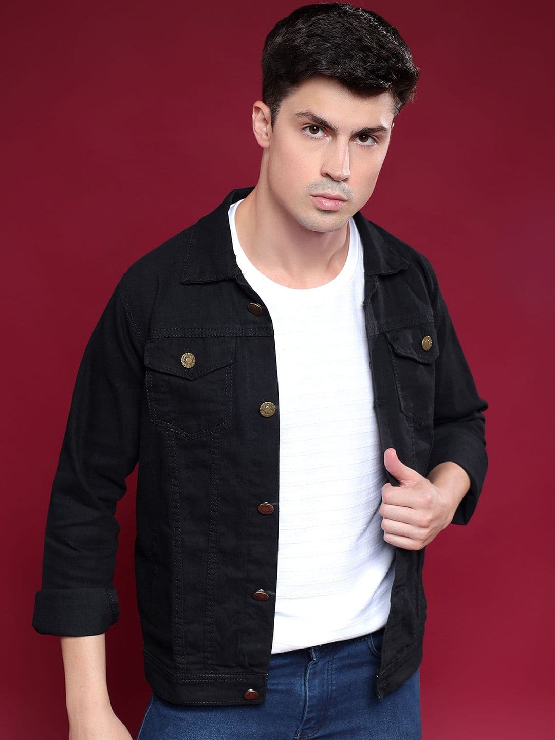MaverIQ Men Solid Denim Jacket - view 1