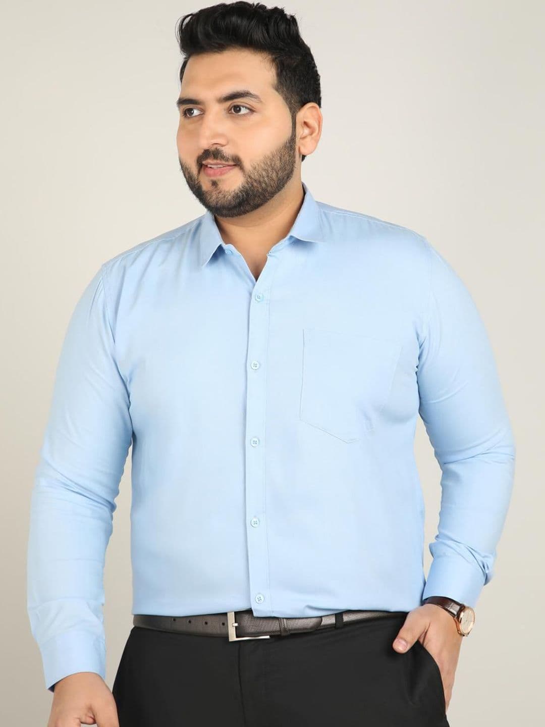 Metronaut Men Plus Size Solid Spread Collar Cotton Formal Shirt - view 1
