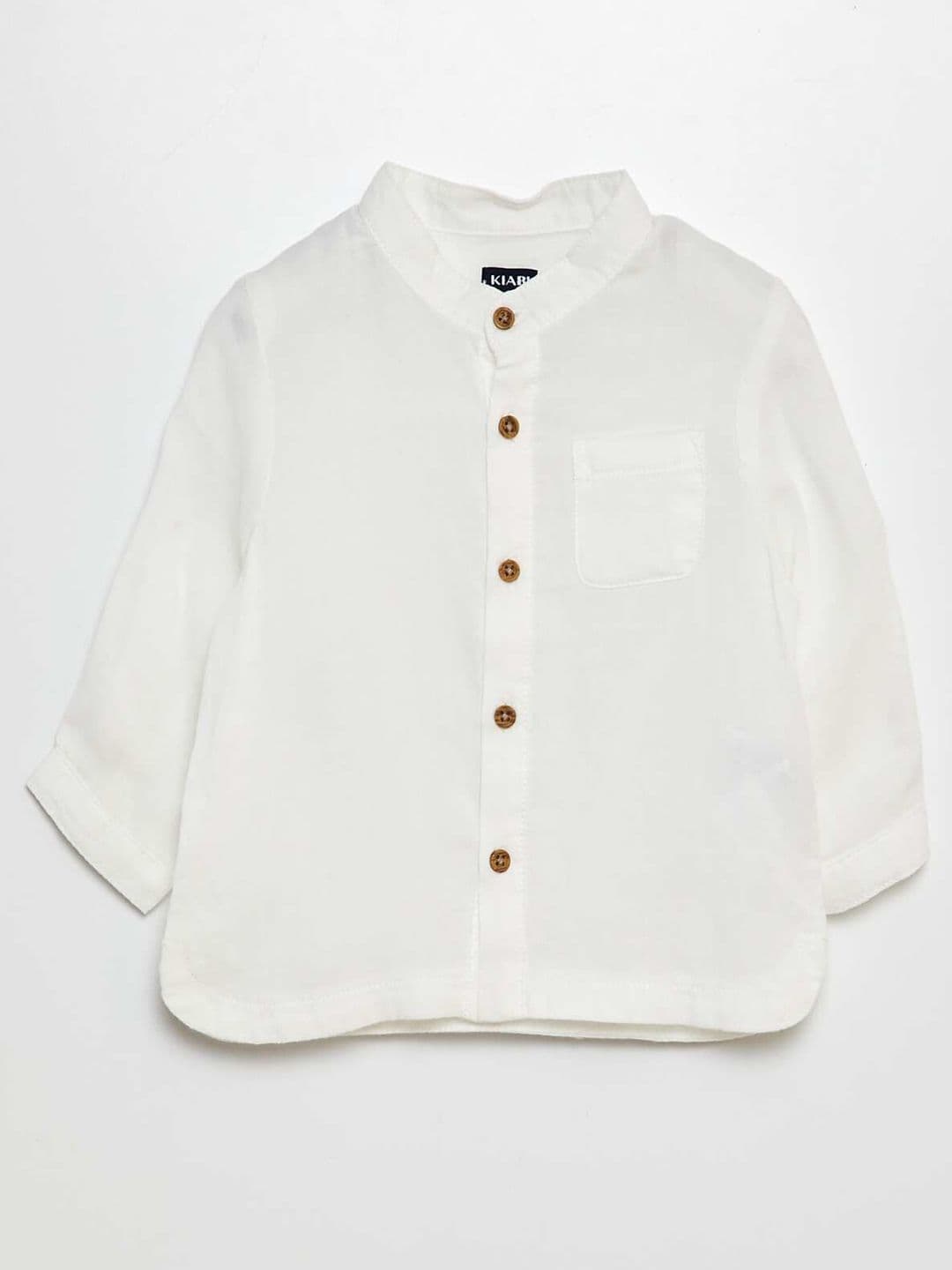 KIABI Boys Solid Band Collar Cotton Casual Shirt - view 1