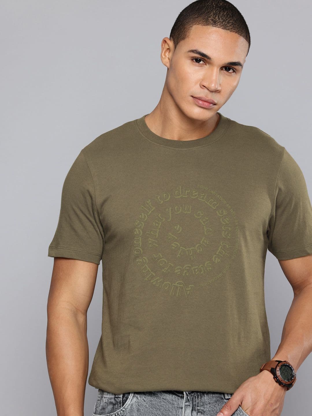 Flying Machine Typography Printed Pure Cotton T-shirt - view 1