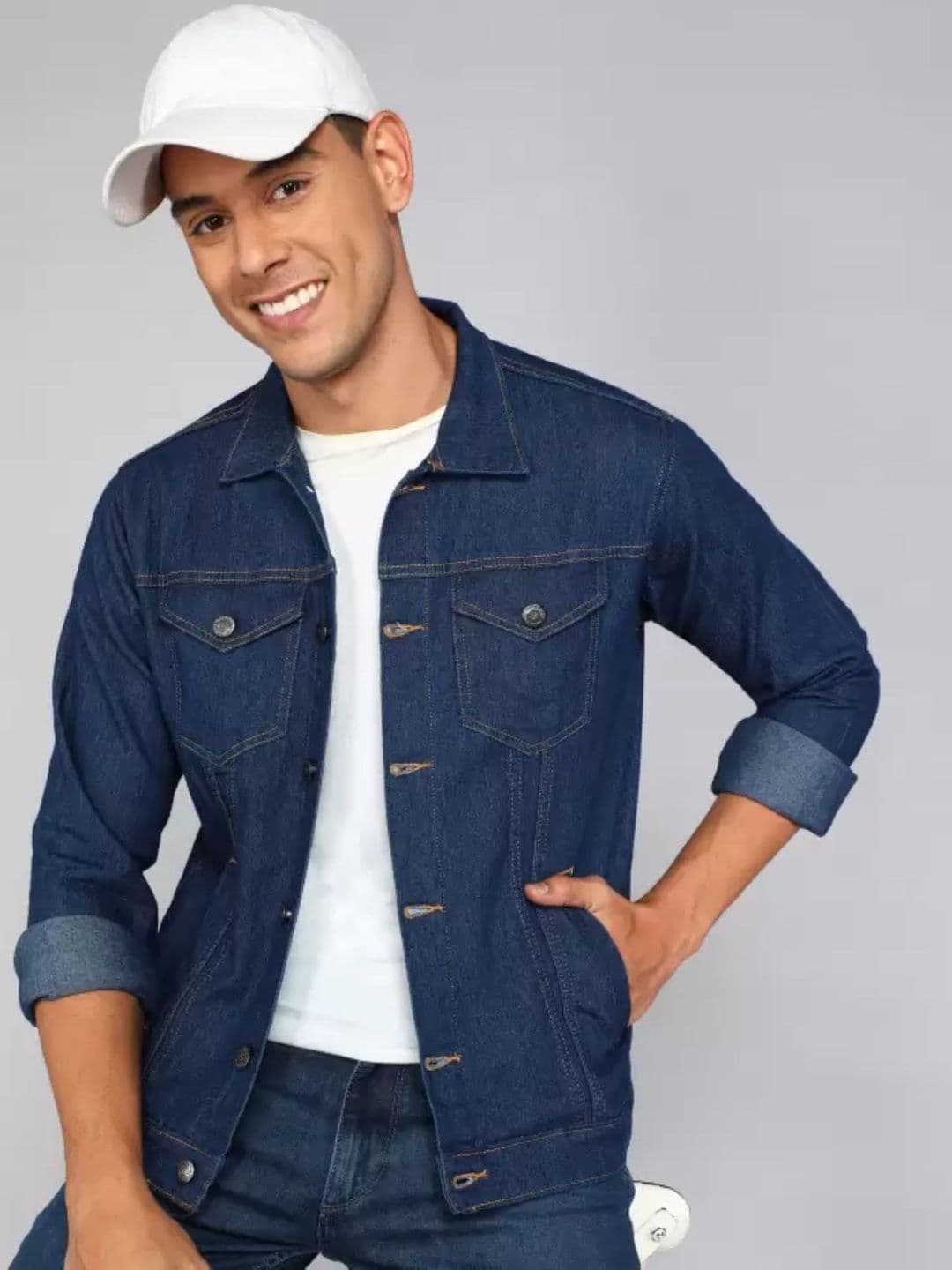 Mevan Men Dark Blue Denim Regular Fit Jacket - view 1