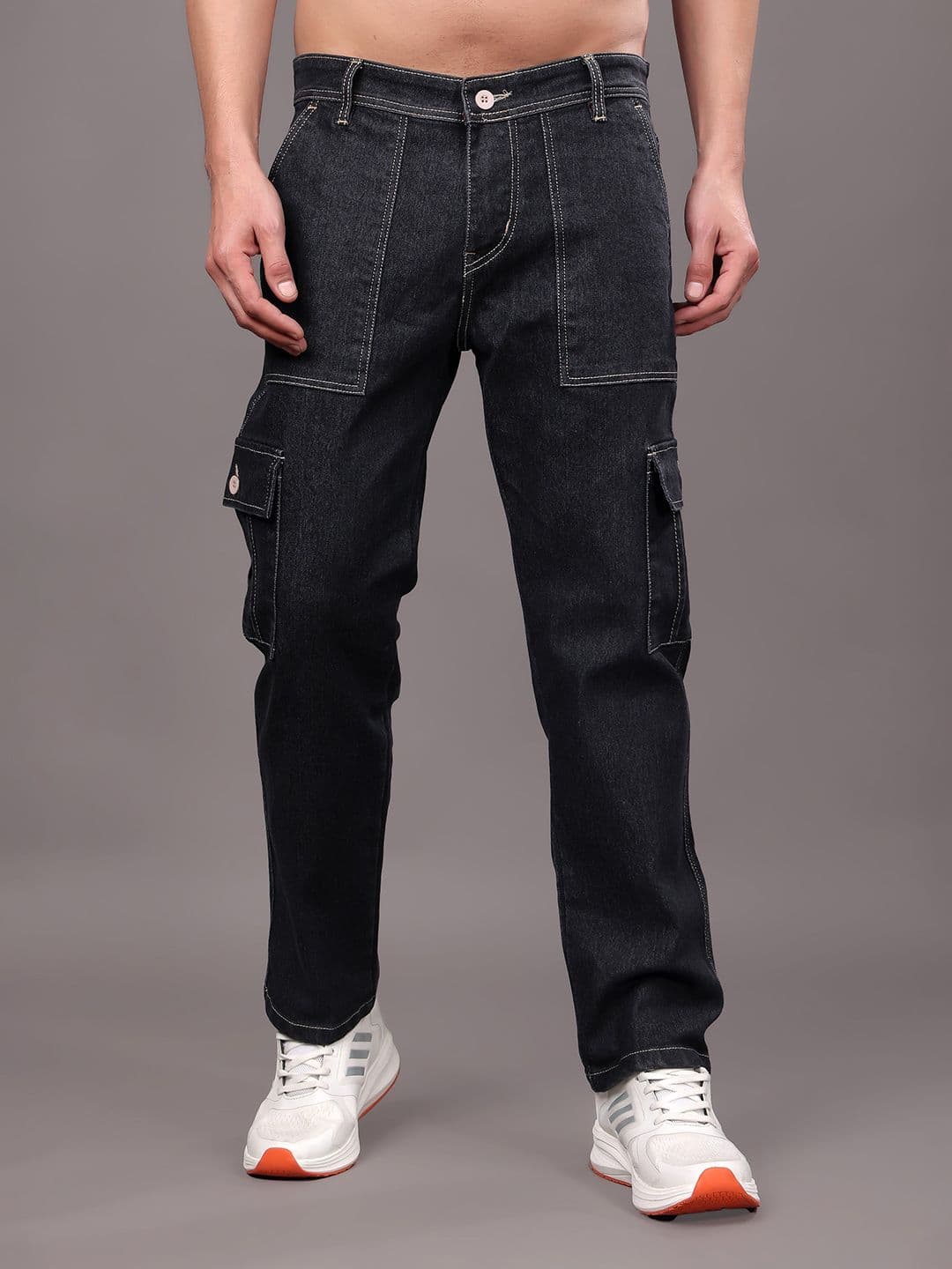 ZAYSH Men Regular Fit Mid-Rise Cotton Denim Cargo Jeans - view 1