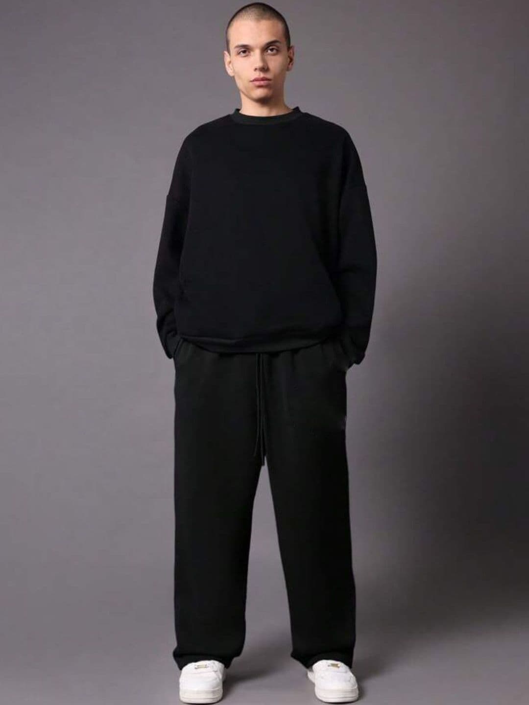 Moda Rapido Mens Black Solid Cotton Korean relaxed fit Trackpants - view 1