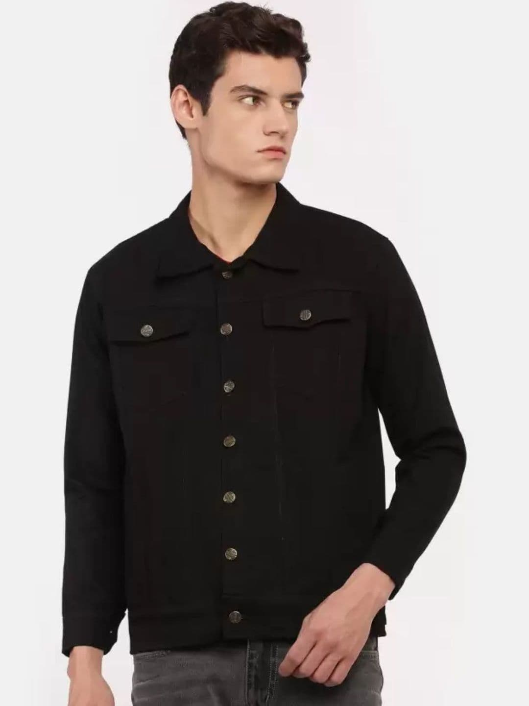 Mevan Men Black Outdoor Denim Jacket - view 1