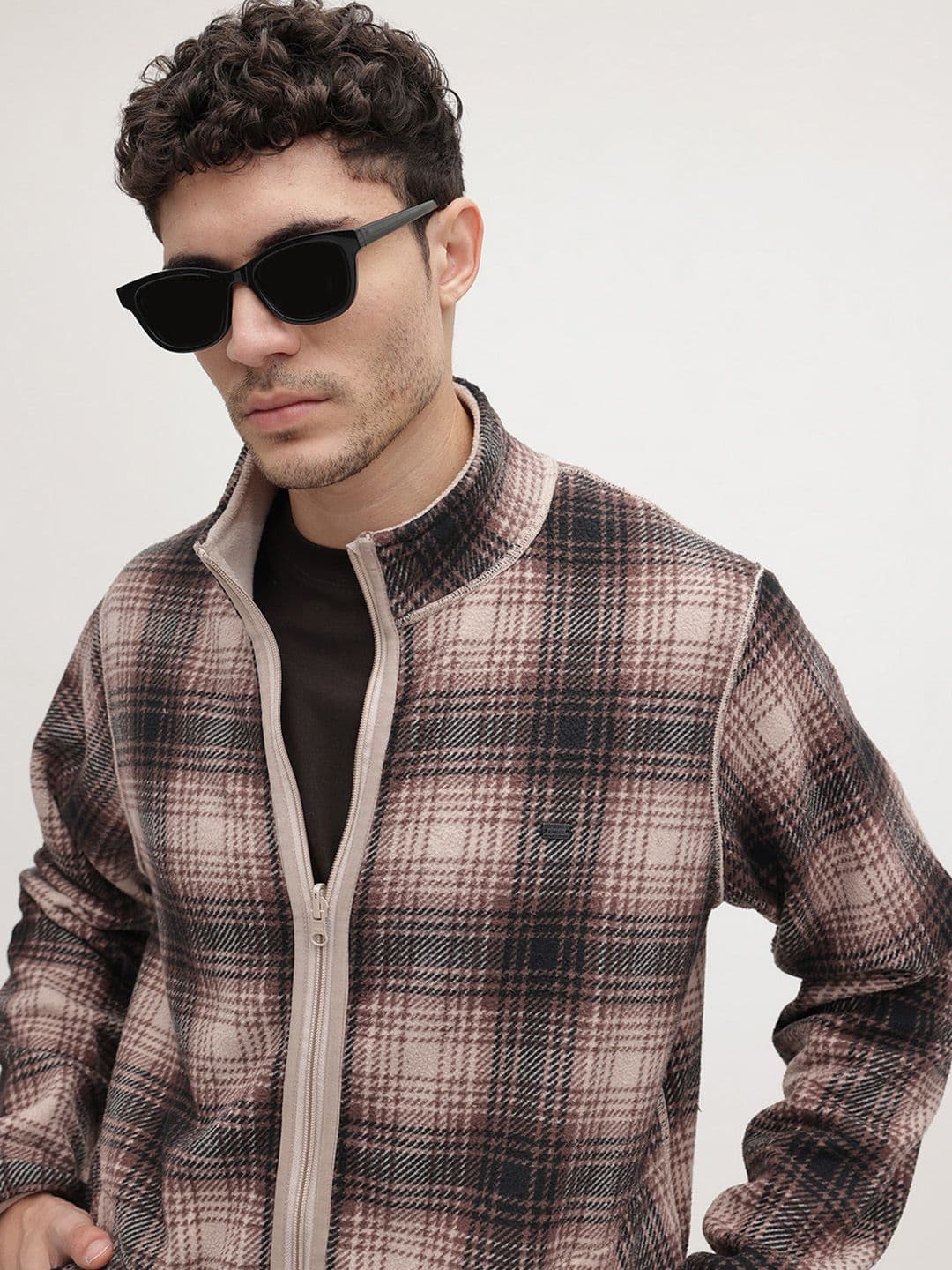 The Roadster Life Co. Checked Mock Collar Fleece Reversible Tailored Jacket - view 1