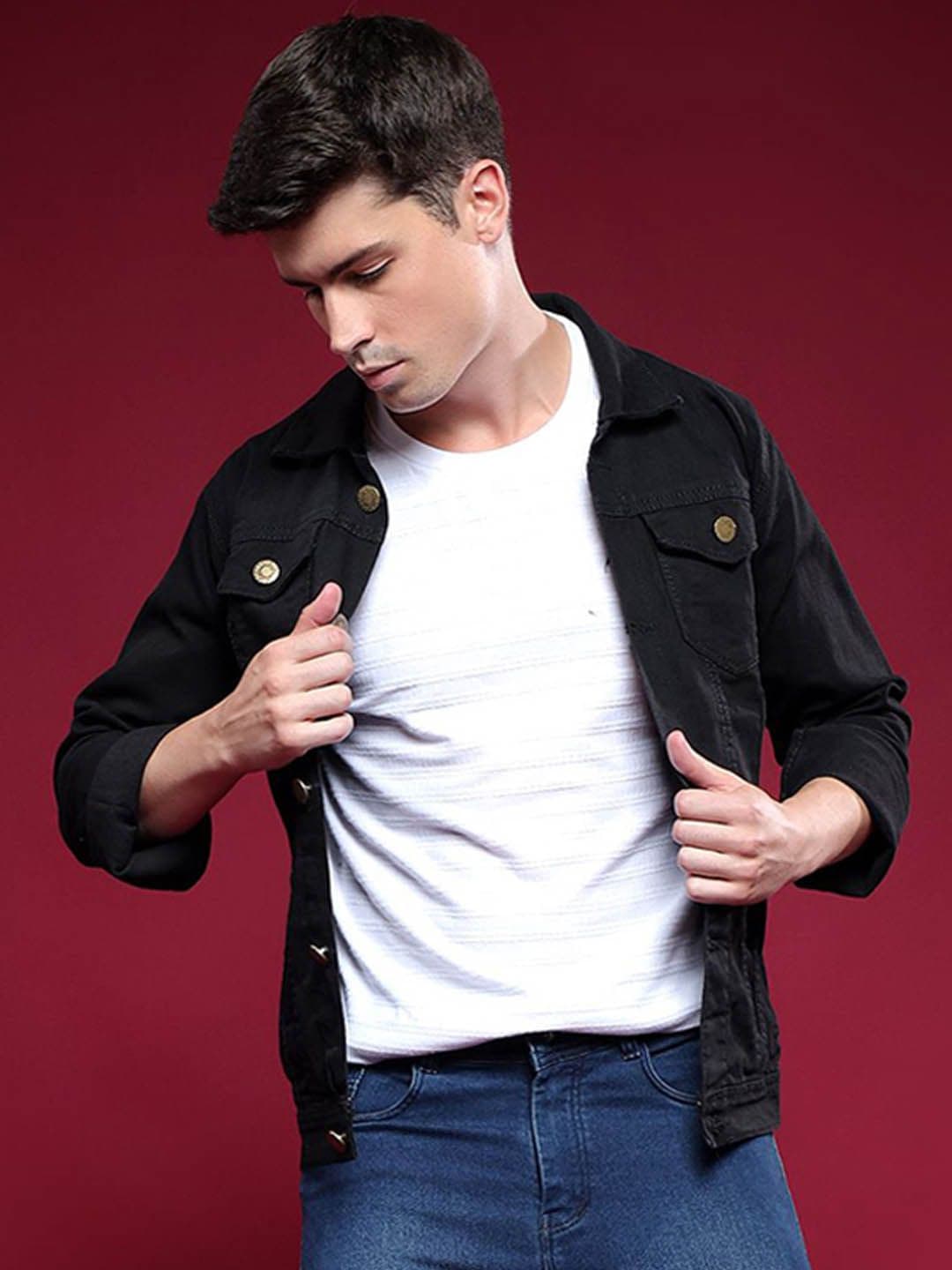 MaverIQ Men Solid Denim Jacket - view 1