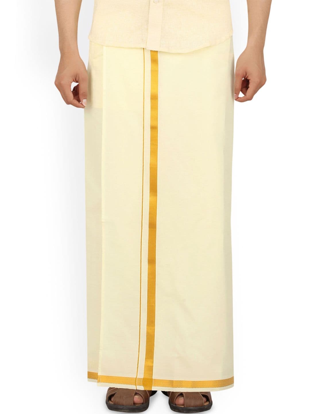 PRAKASAM COTTON Pure Cotton Zari Border Dhoti - view 1
