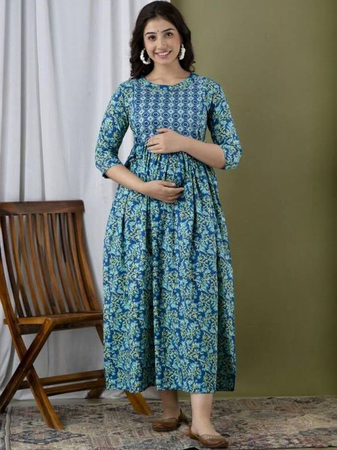 Moda Rapido Women Cotton Printed Maternity Anarkali Kurta With Zipper - view 1