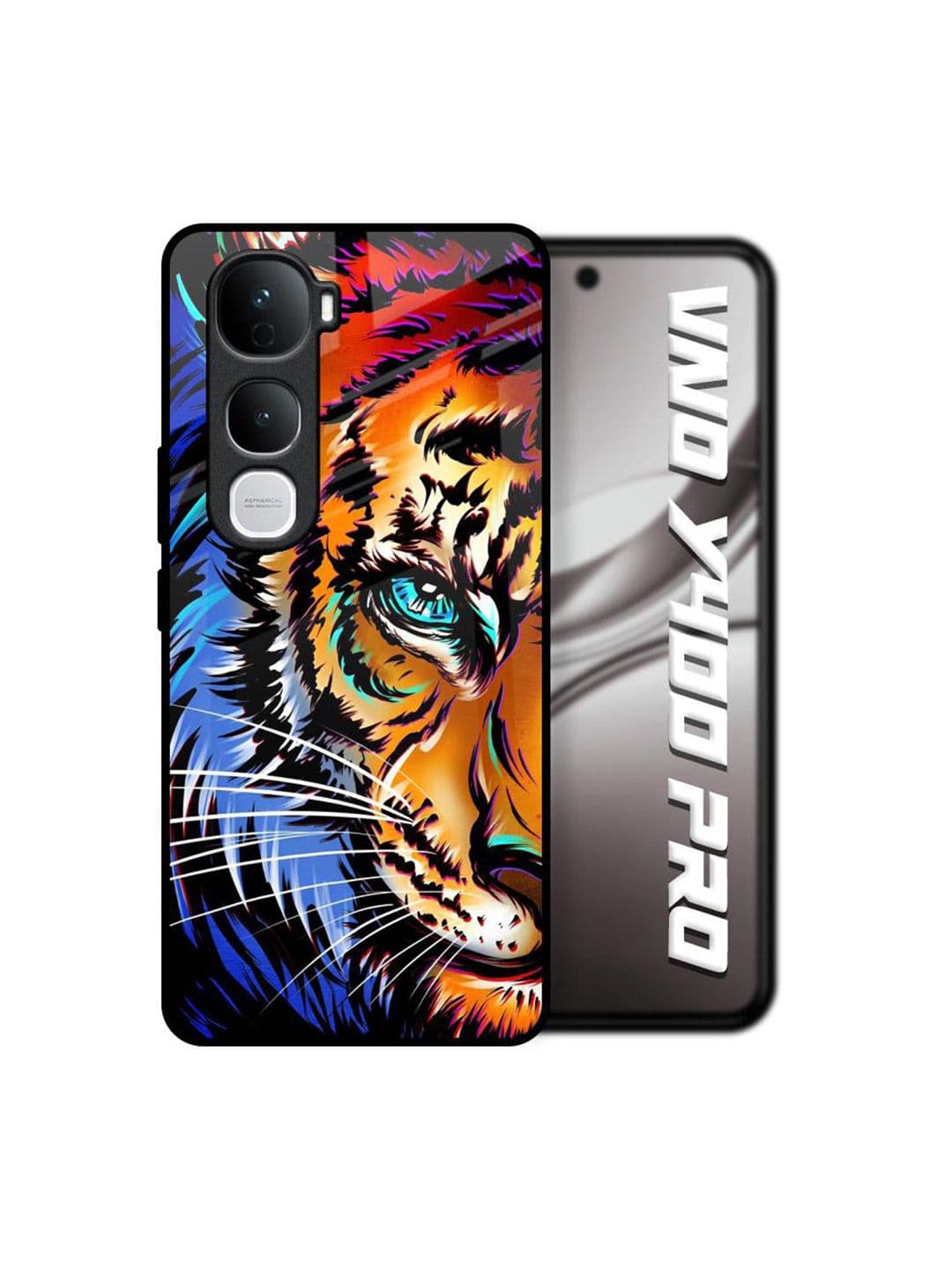 QRIOH Quirky Printed Vivo Y400 Pro 5G Beast Tiger Art Glass Back Case Mobile Accessories - view 1