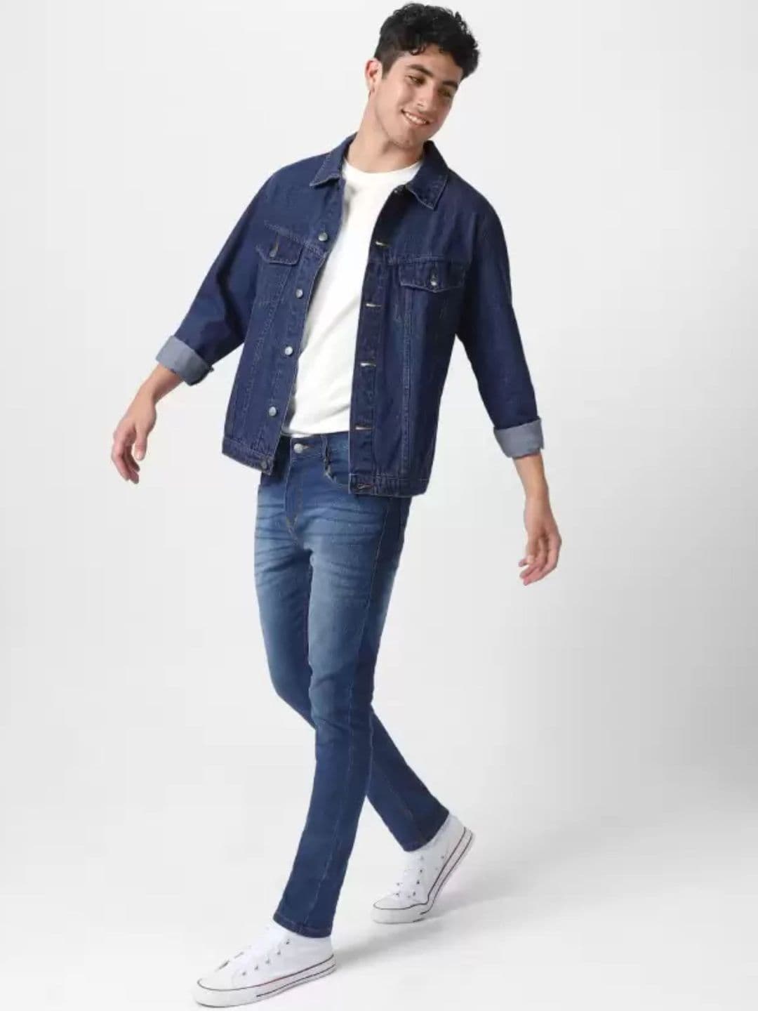 Mevan Men Blue Solid Regular Fit Denim Jacket - view 1