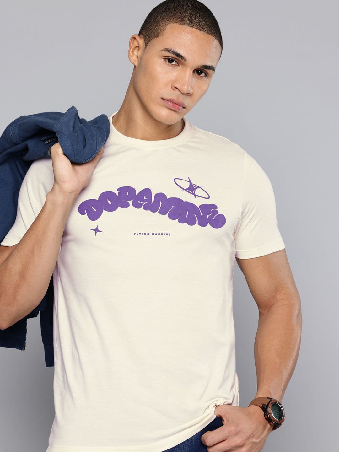 Flying Machine Typography Puff Printed T-shirt - view 1