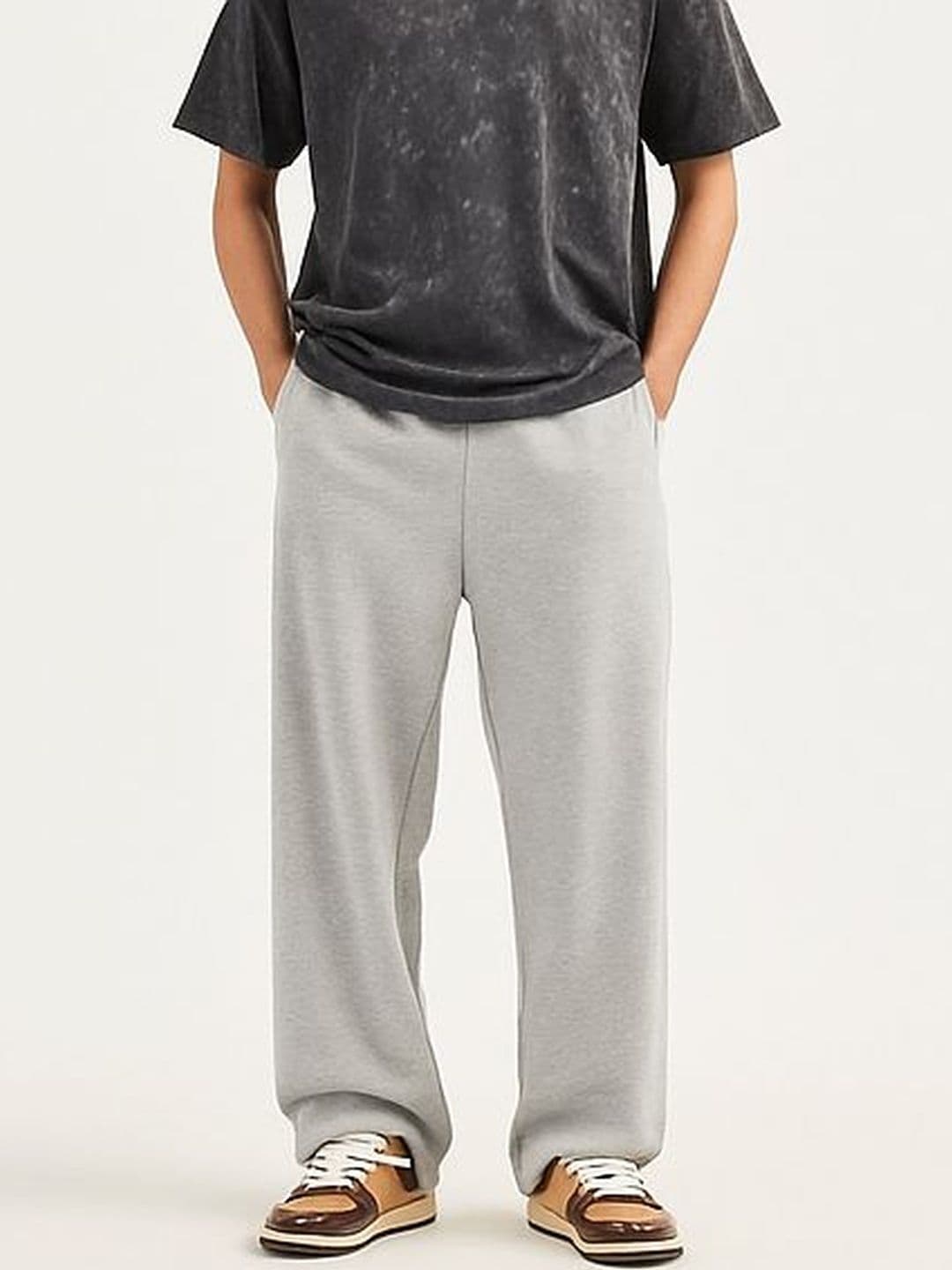 Moda Rapido Men Grey Melange Baggy Fit Oversized Track Pant - view 1