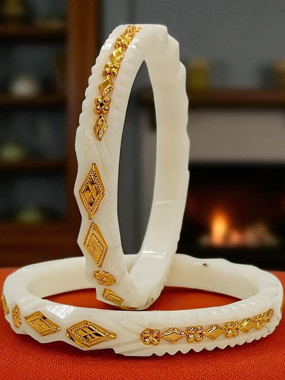 Tanvi J Women Gold-Plated Sankha Pola Bangle - view 1