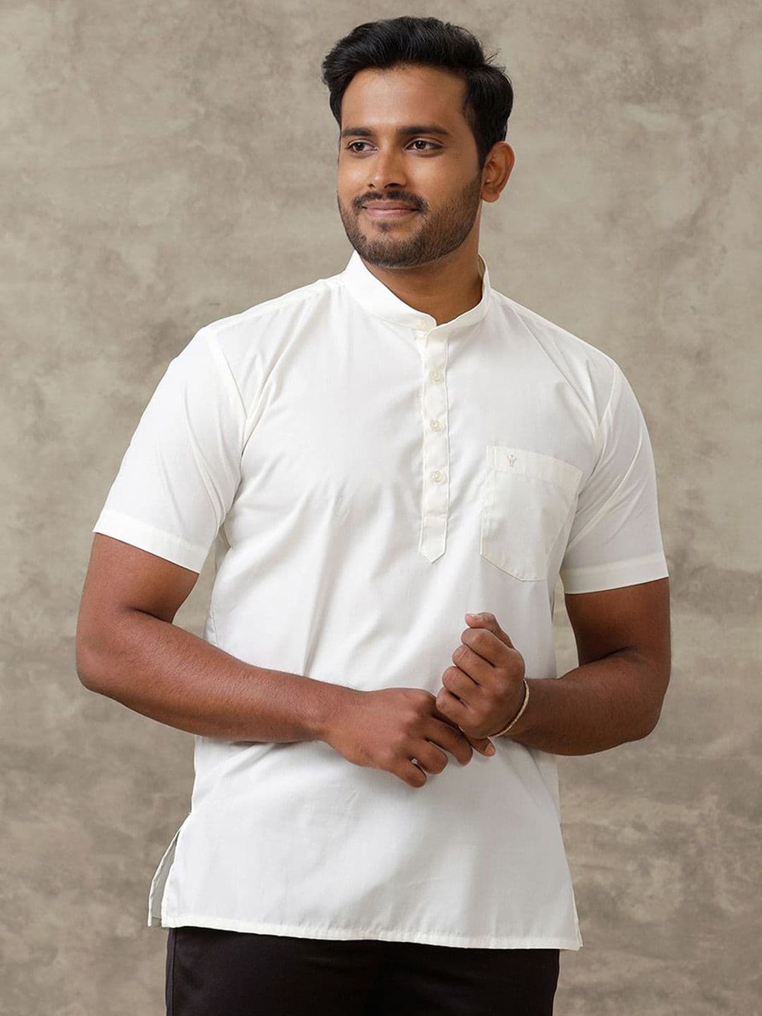 Ramraj Mandarin Collar Cotton Straight Kurta - view 1