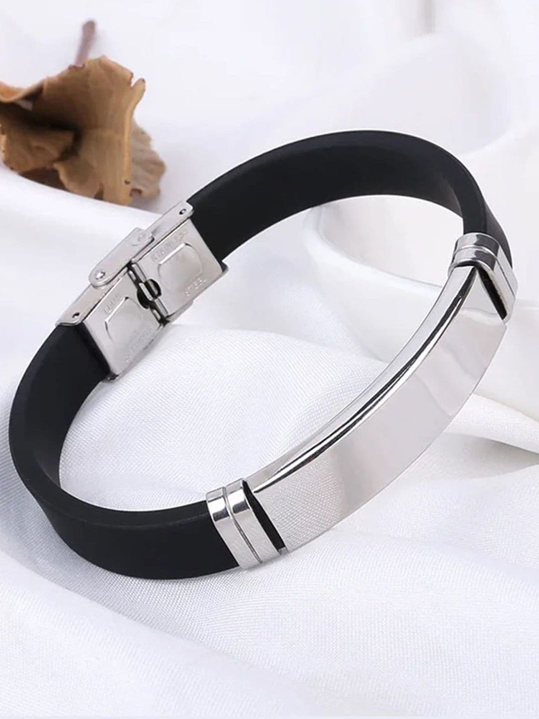 SK Enterprisess Men Stainless Steel Silver-Plated Wraparound Bracelet - view 1