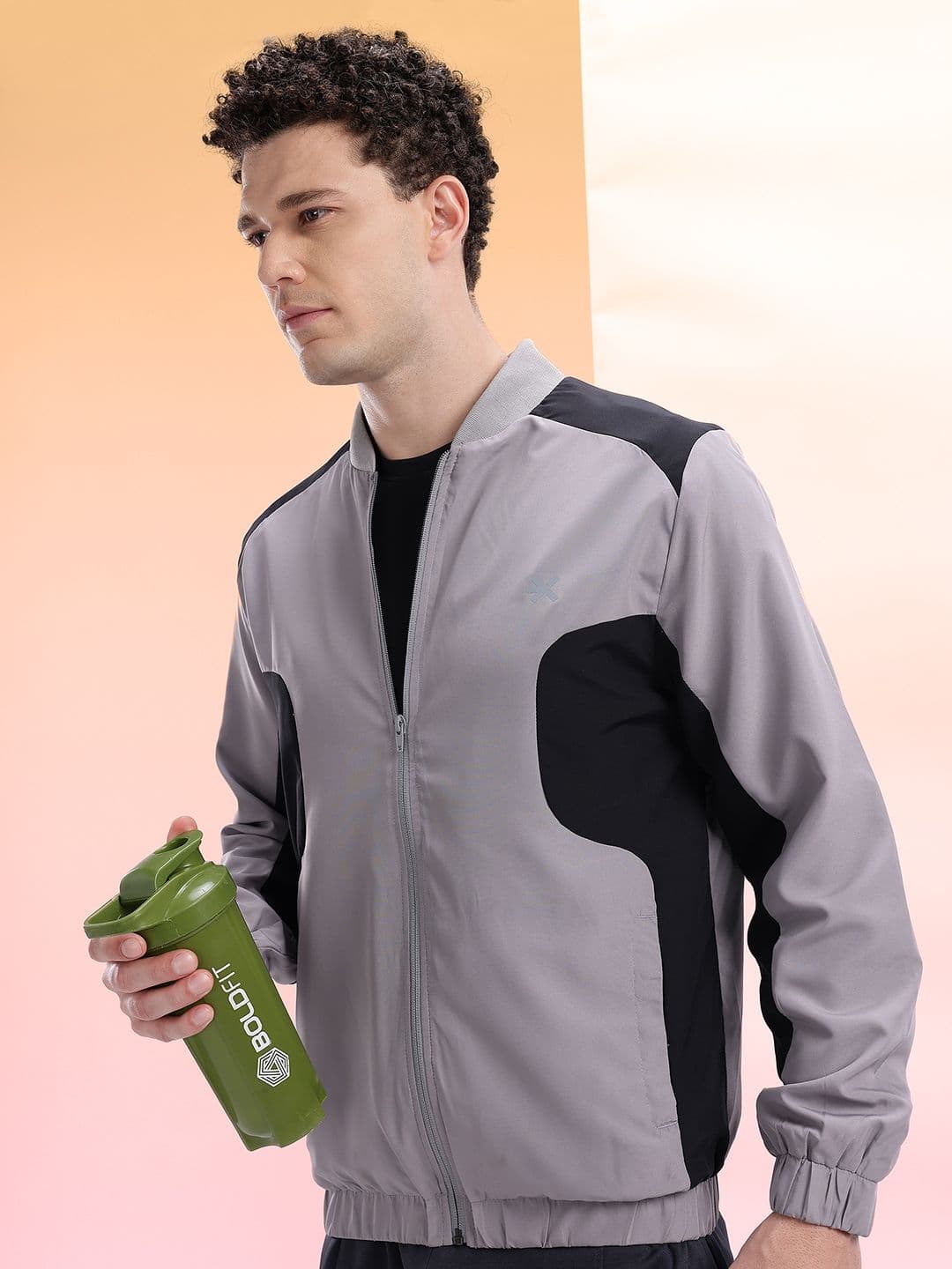HRX by Hrithik Roshan Colourblocked Stand Collar Running Jacket with Reflective Elements - view 1