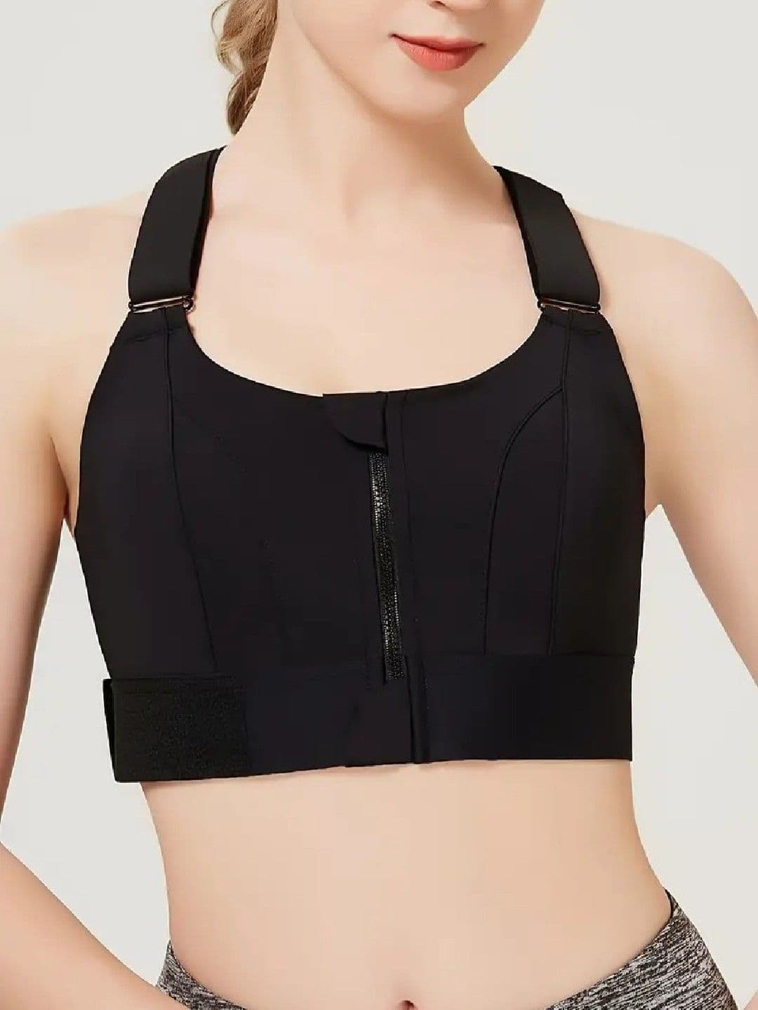Piftif Women Black High Support Shoulder Adjustable Straps Sport Bra - view 1