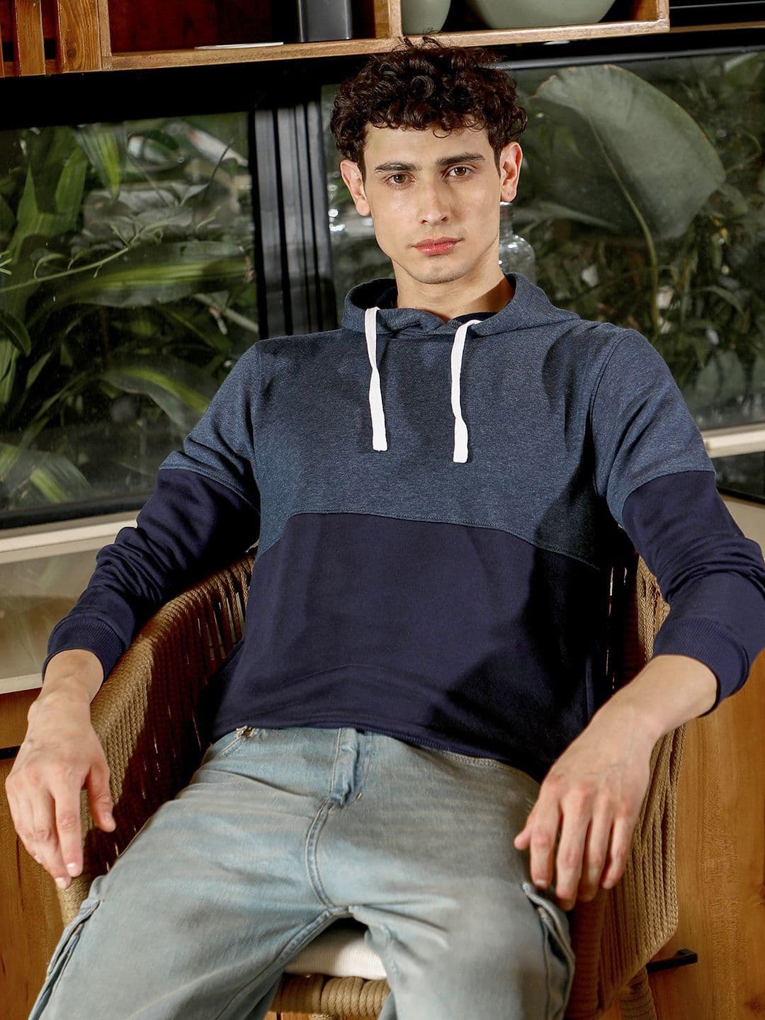 CAHOOT Men Colourblocked Cotton Hooded Pullover Sweatshirt - view 1