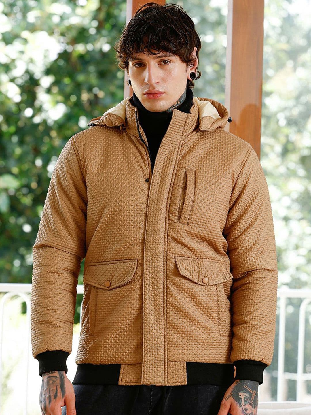 CAHOOT Men Stand Collar Self Design Lightweight Puffer Jacket - view 1