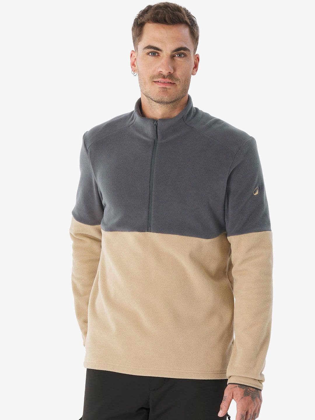 Decathlon Quechua - Men Grey and Beige MH500 Breathable Mountain Walking Fleece - view 1