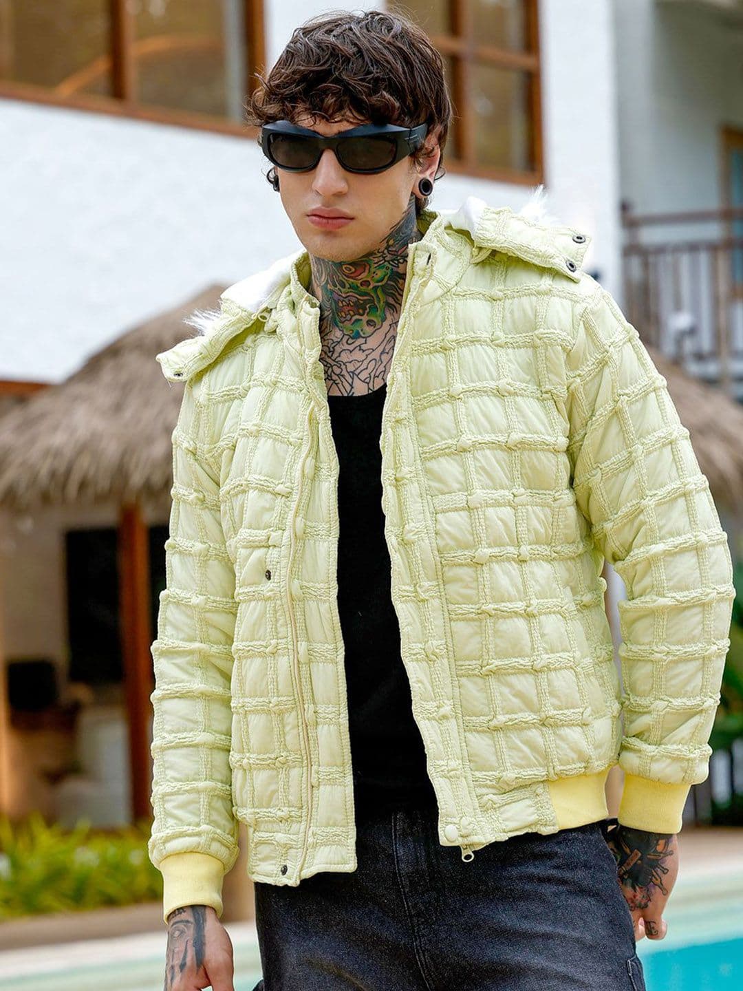 CAHOOT Men Stand Collar Self Design Lightweight Puffer Jacket - view 1