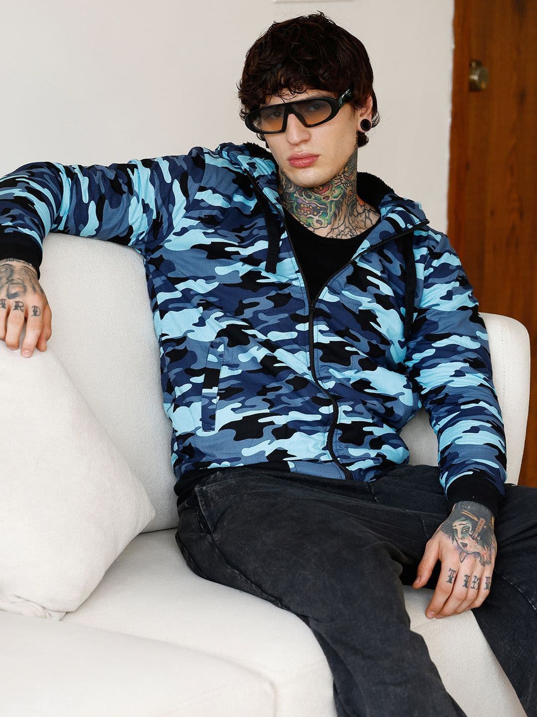 CAHOOT Men Hooded Camouflage Printed Lightweight Cotton Bomber Jacket - view 1