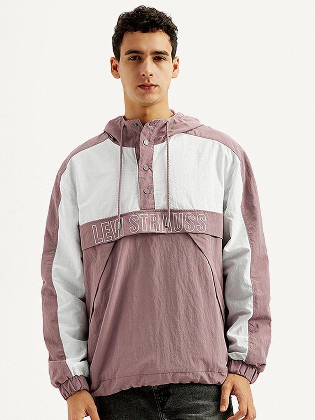 Levis Men Hooded Colourblocked Self Design Sporty Jacket - view 1