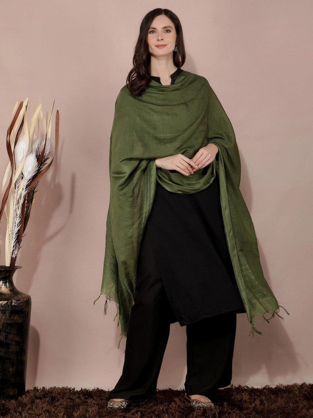 A R SILK DUPATTA HUB Cotton Dupatta With Sequinned - view 1
