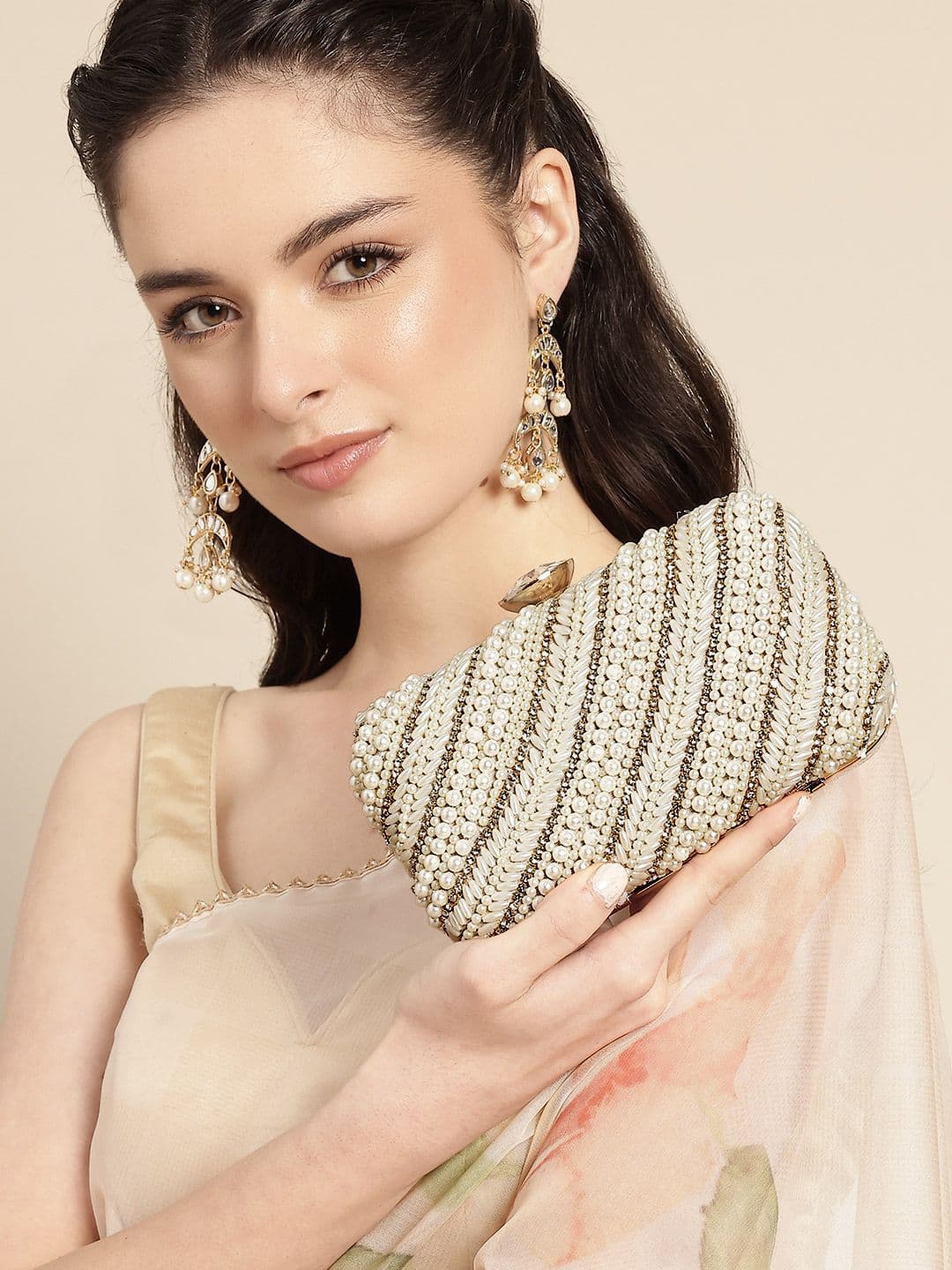 Anouk Bead Embellished Party Box Clutch - view 1