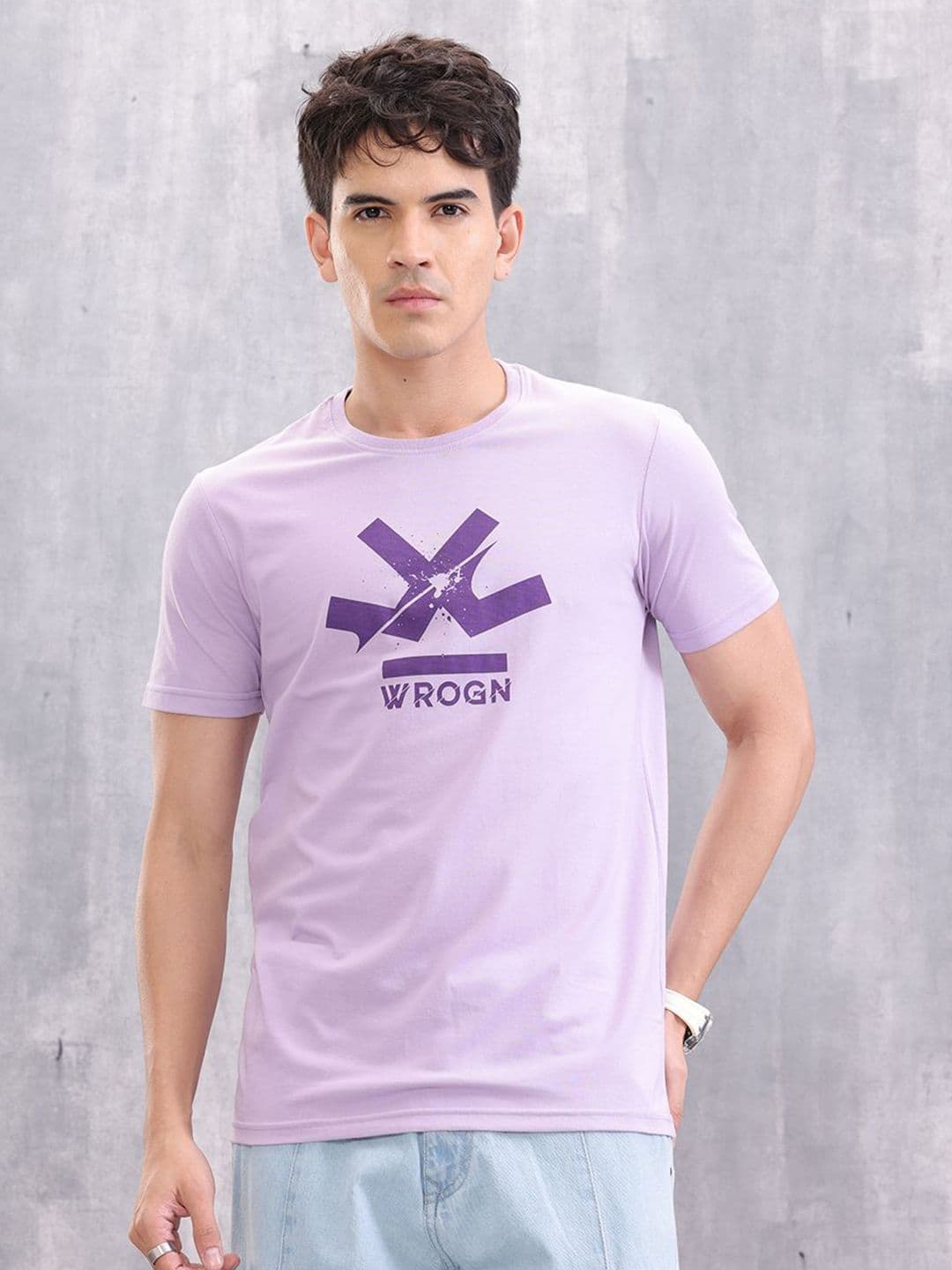 WROGN Graphic Printed Round Neck Cotton Regular Fit T-shirt - view 1