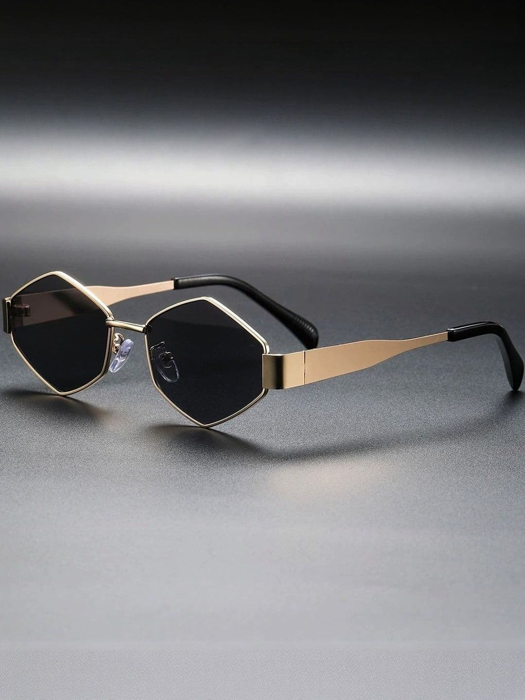 DressBerry Women Black Lens & Gold-Toned Oval Sunglasses With UV Protected Lens - view 1