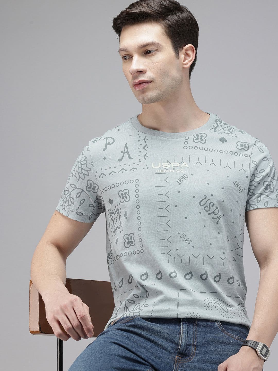 U.S. Polo Assn. Denim Co. Brand Logo Printed Pure Cotton Slim Fit T-shirt - view 1