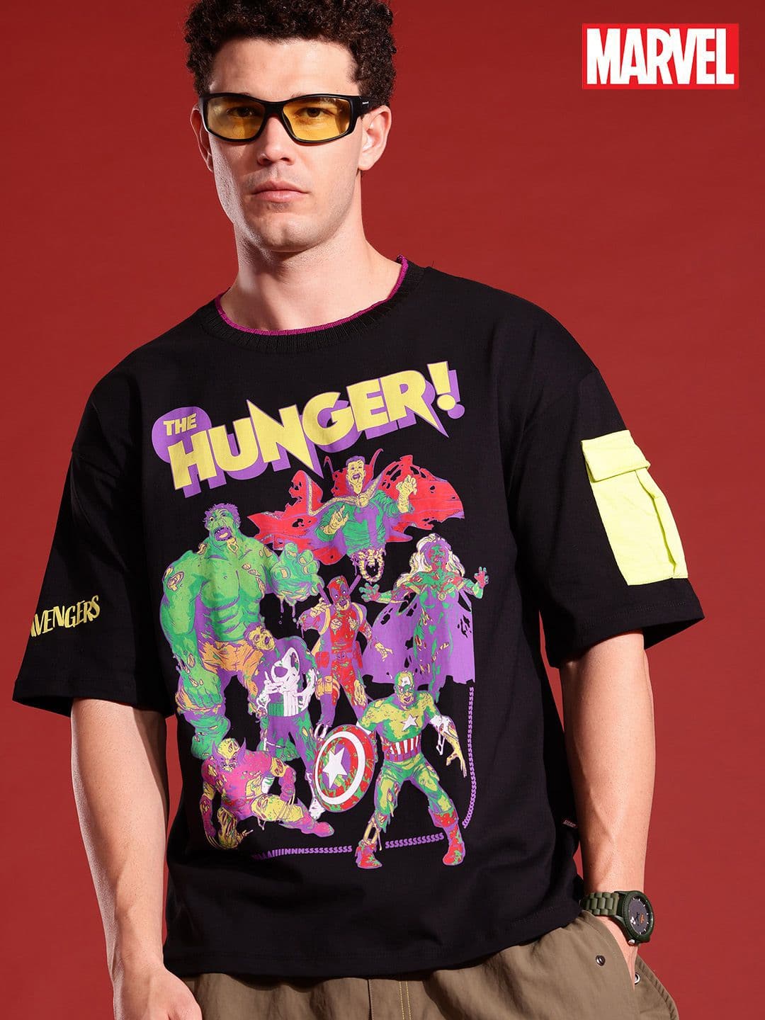 MARVEL STREET Avengers Printed Drop-Shoulder Pure Cotton T-shirt - view 1
