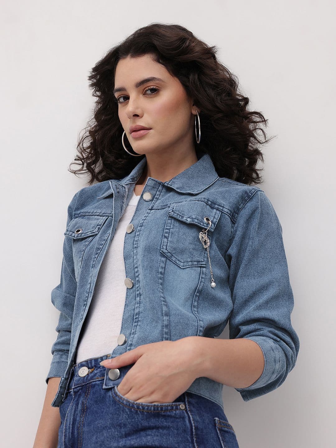 The Roadster Life Co. Spread Collar Crop Denim Jacket - view 1