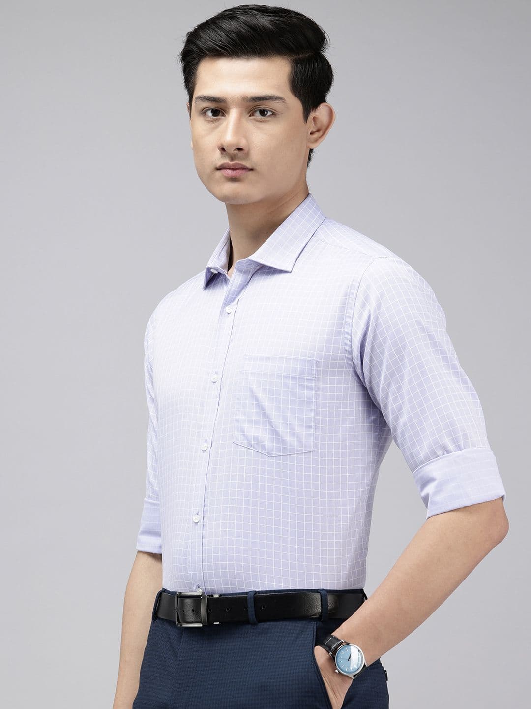 Park Avenue Slim Fit Grid Tattersall Checked Formal Shirt - view 1