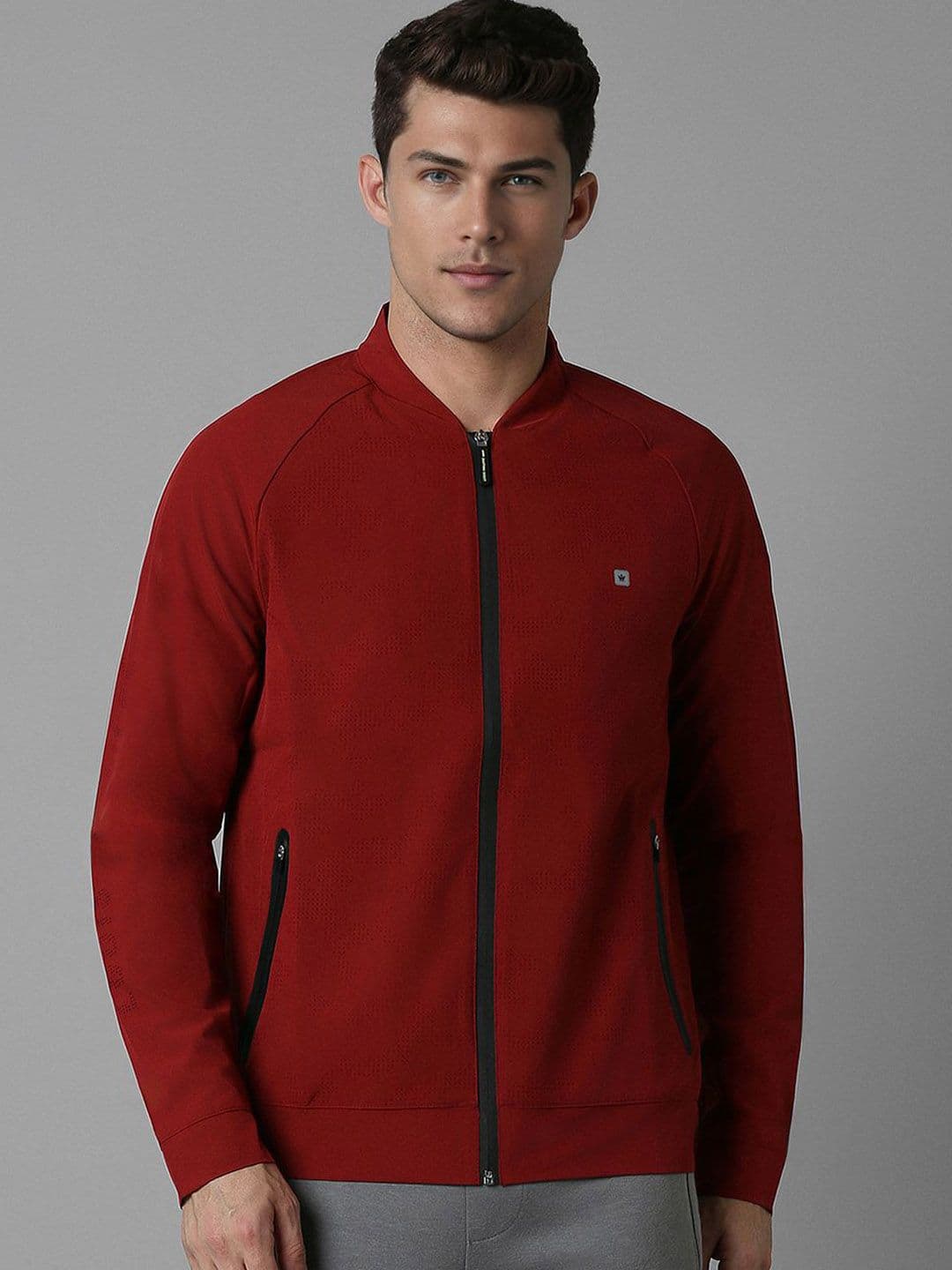 Louis Philippe Self Design Front Open Mock Collar Jacket - view 1