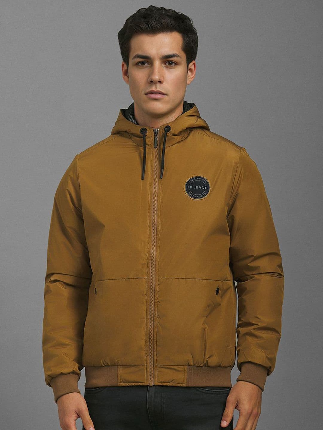 Louis Philippe Jeans Open Front Hooded Pure Cotton Jacket - view 1