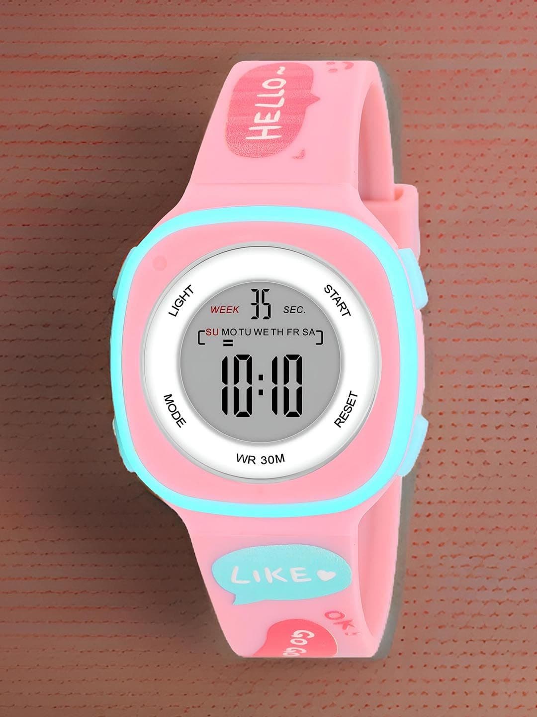 Otage Kids Printed Dial & Textured Straps Digital Watch 2207-Square-Pink - view 1