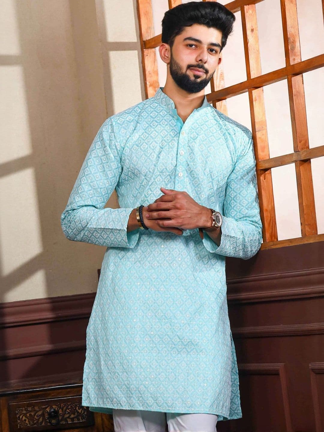 ALMORA Men Ethnic Motifs A-Line Kurtas - view 1