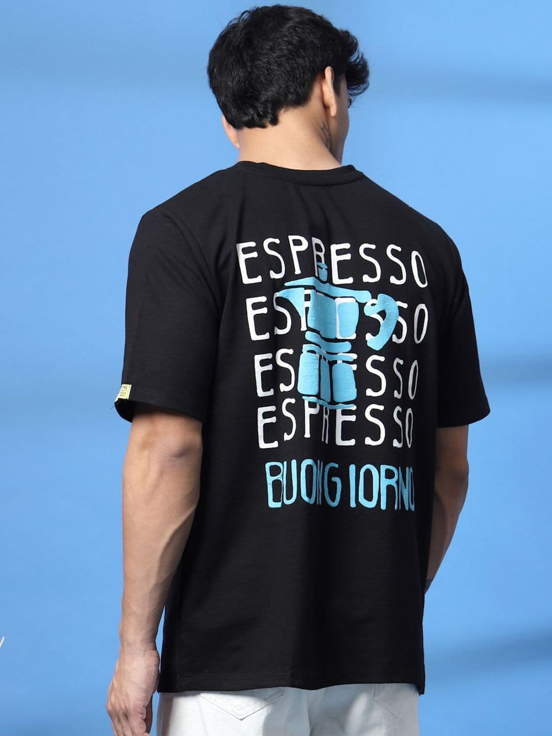 Rigo Unisex Typography Printed Drop-Shoulder Sleeves Cotton Oversized T-shirt - view 1